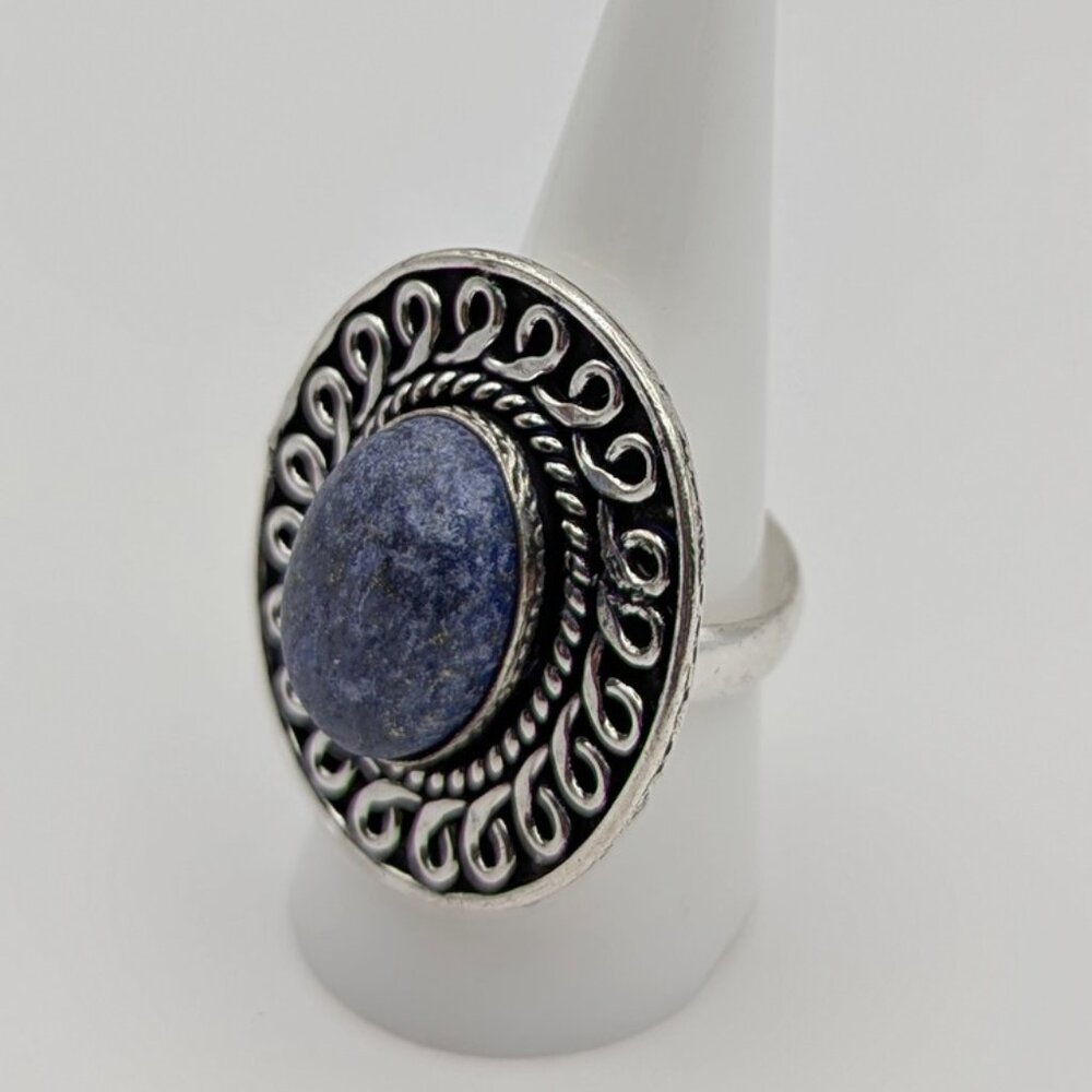 Blue Lapis Ring, Size 9 Statement Ring - image 2